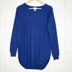 CASLON Blue Texture Knit Tunic Sweater 